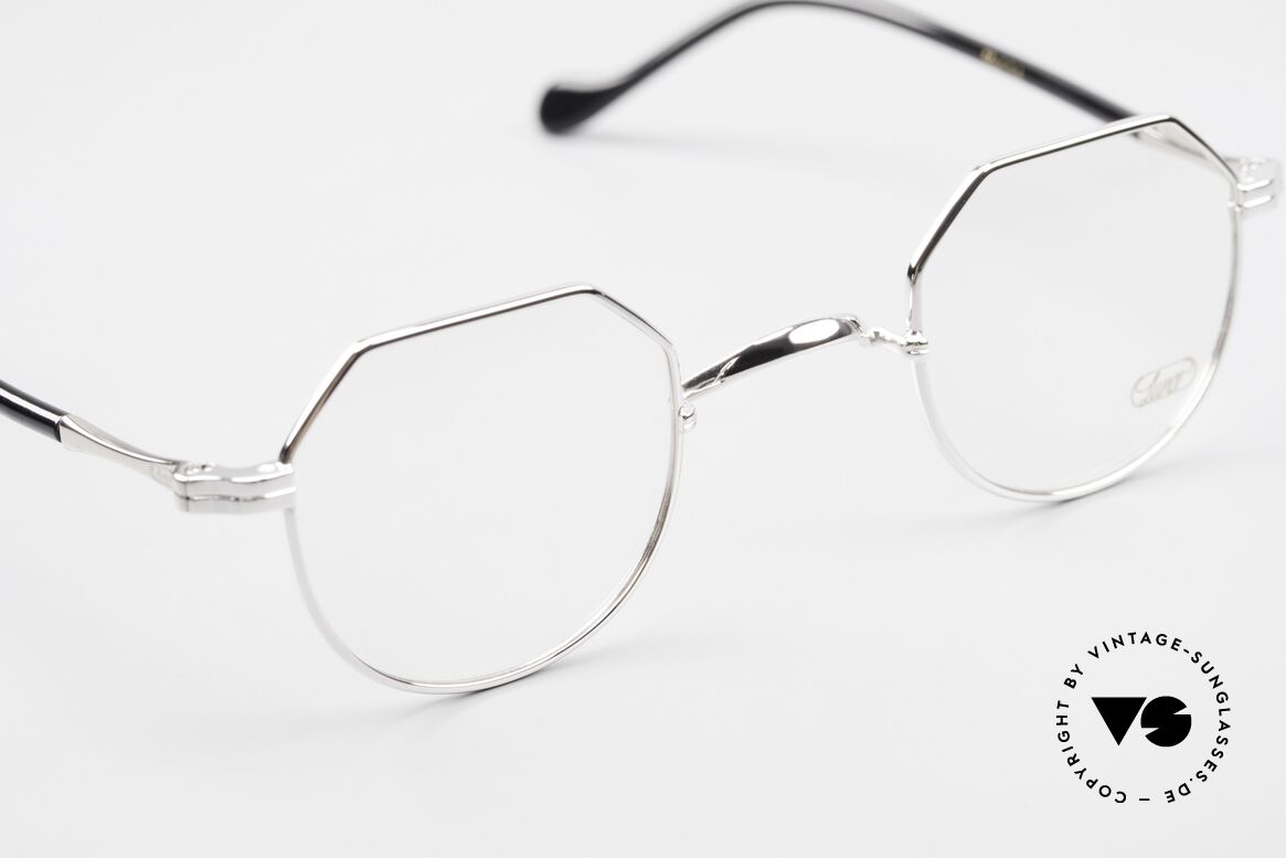 Lunor II A 18 Eckige Panto Brille Platin, altes, ungetragenes LUNOR Einzelstück von ca. 2010, Passend für Herren und Damen