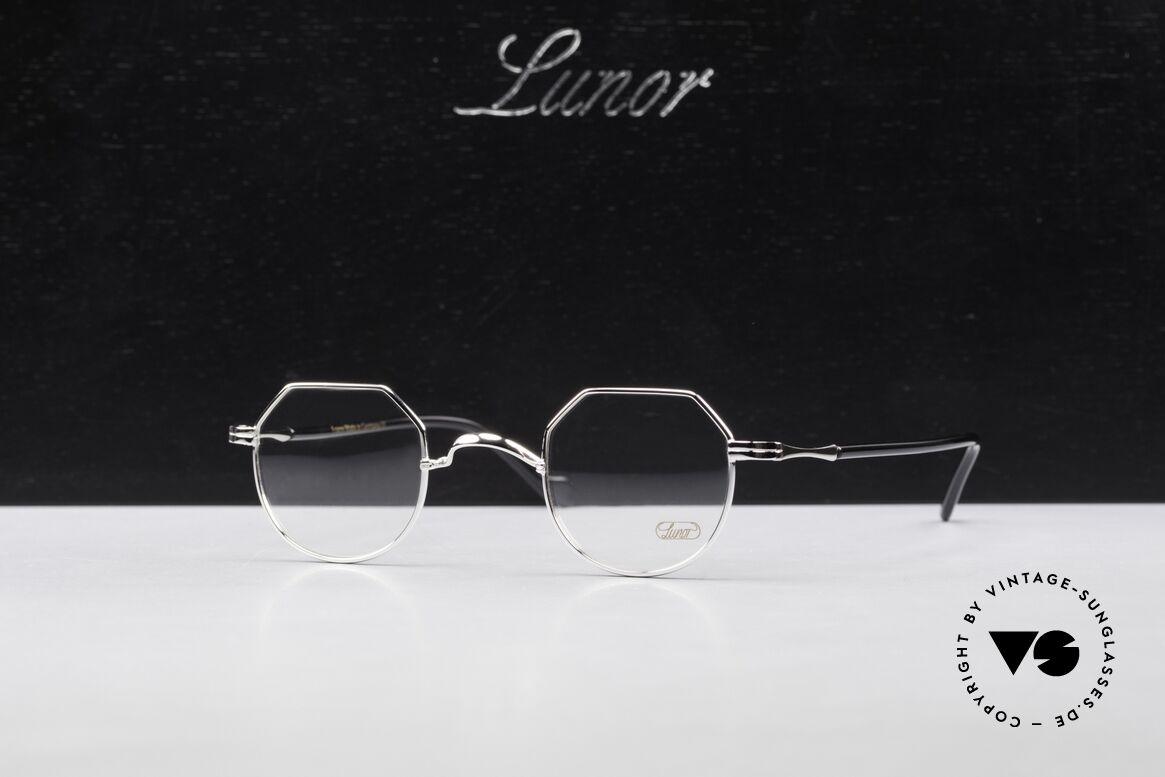 Lunor II A 18 Eckige Panto Brille Platin, Größe: small, Passend für Herren und Damen
