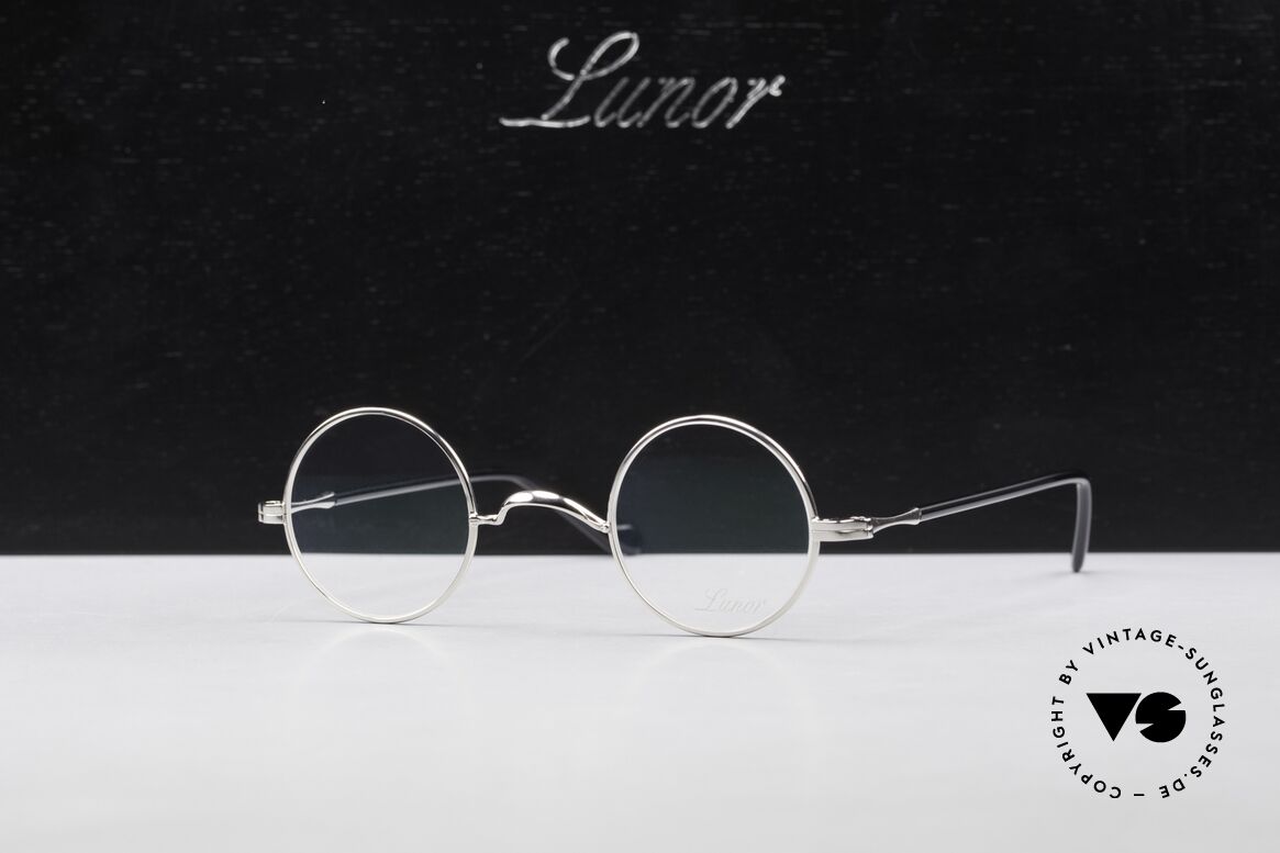 Lunor II A 12 Runde Vintage Brille Platin, Größe: extra small, Passend für Herren und Damen