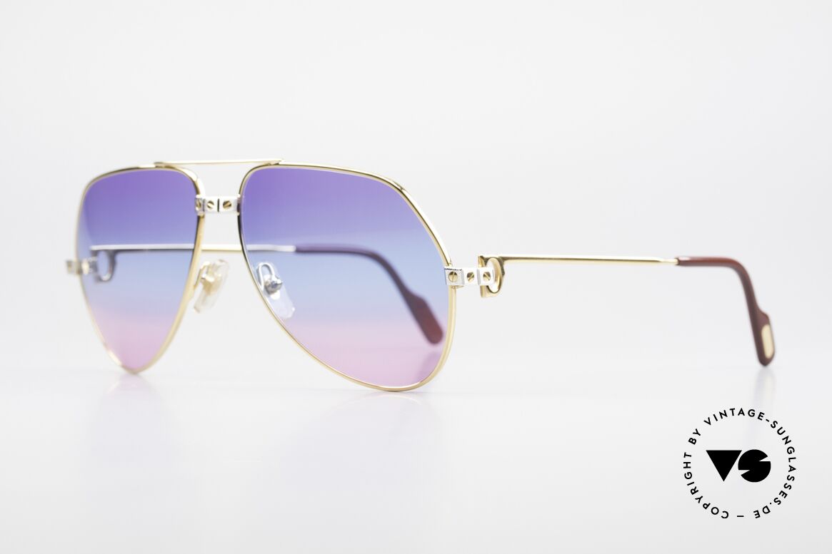 Cartier Vendome Santos - M Unikat Sammler Sonnenbrille, Santos-Dekor (3 Schrauben) in MEDIUM Gr. 59-14, 130, Passend für Herren und Damen