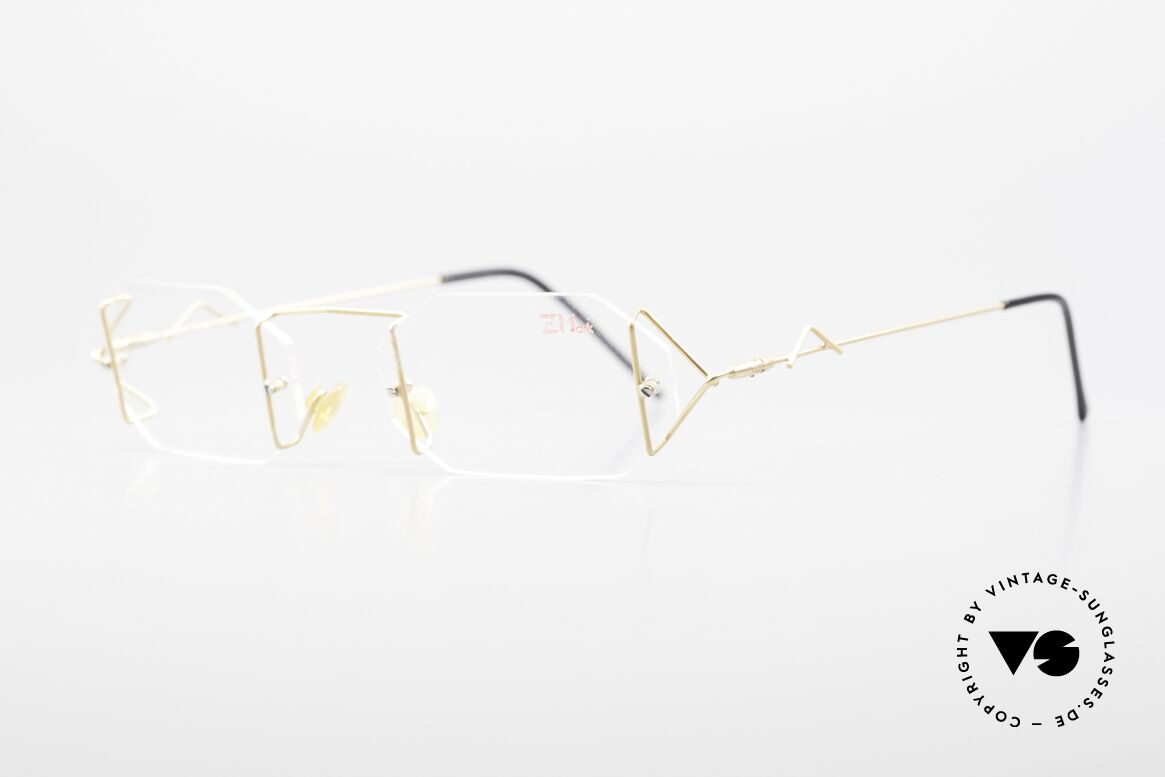 Z Mark 9 Kunstvolle Bohrbrille 90er, Fassung in 'klassisch' gold mit silbernen Schrauben, Passend für Herren und Damen