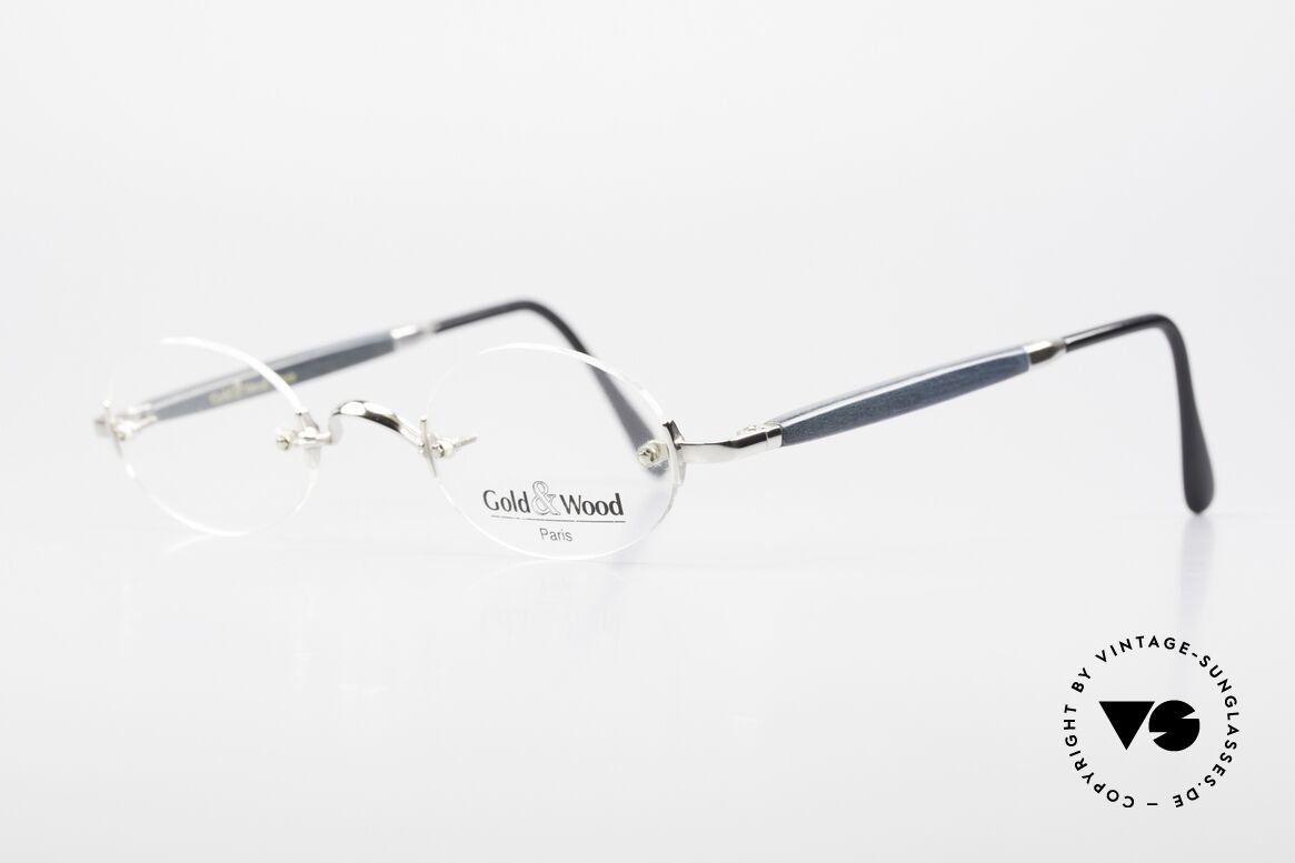 Gold & Wood 338 Luxus Randlosbrille Oval 90er, wahre Top-Qualität mit flexiblen Federscharnieren, Passend für Herren und Damen