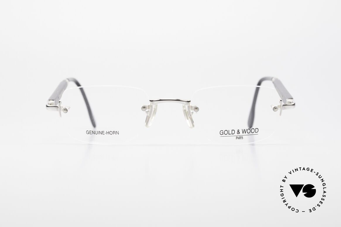 Gold & Wood 332 Luxus Randlosbrille Echthorn, GOLD & WOOD Paris Brille, 332-16, Genuine Horn, Passend für Herren und Damen