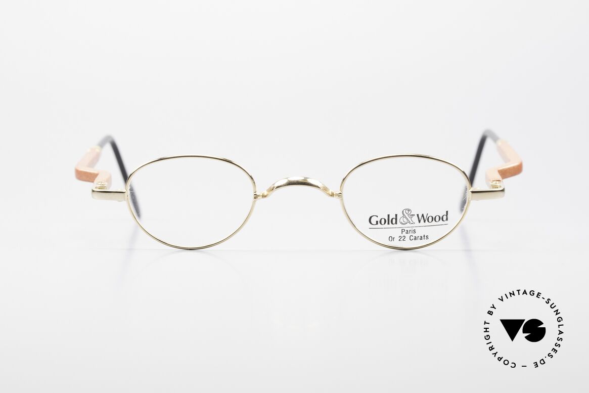Gold & Wood 326 Holzbrille Oval 22kt Vergoldet, GOLD & WOOD Paris Brille, 326-53 in Größe 37-26, Passend für Herren und Damen