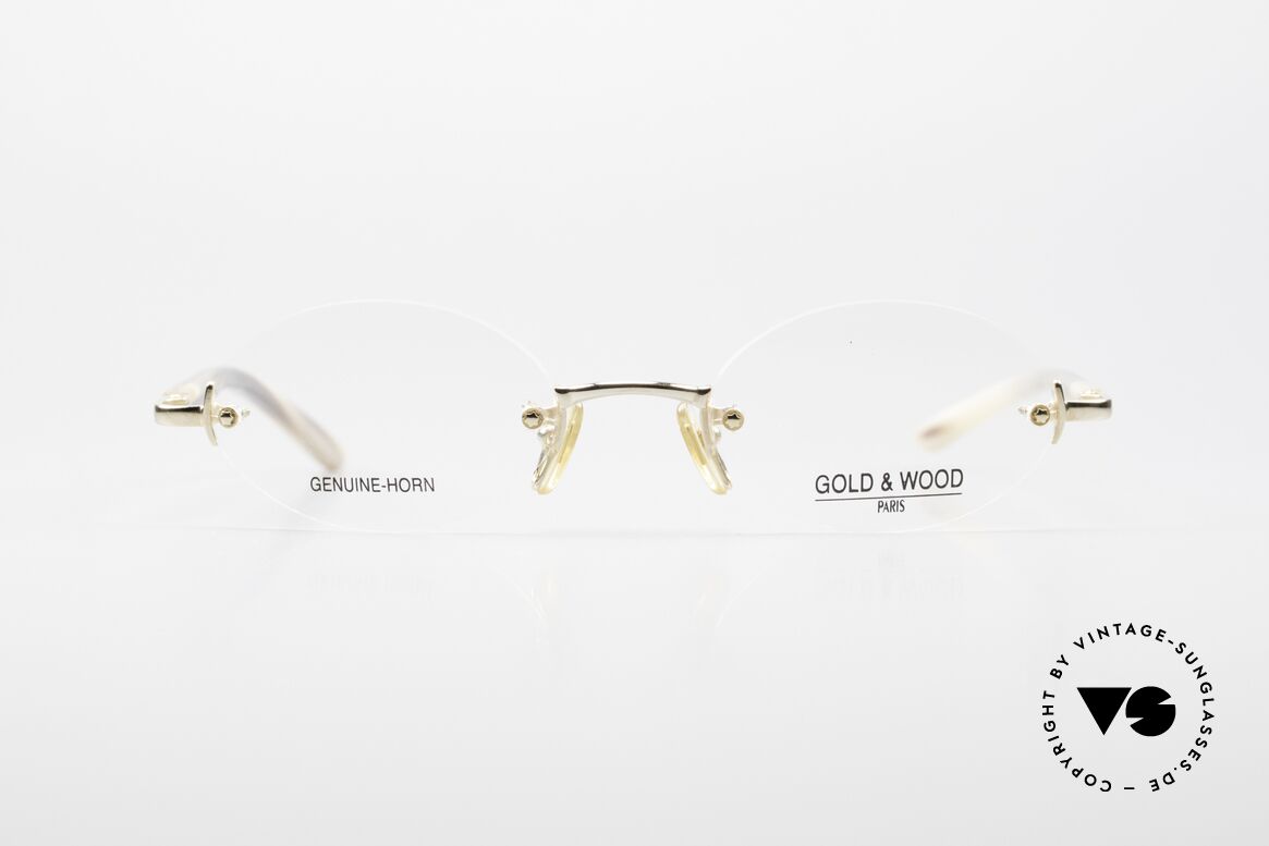 Gold & Wood 331 Randlose Echthorn Brille Gold, GOLD & WOOD Paris Brille, 331-06, Genuine Horn, Passend für Herren und Damen