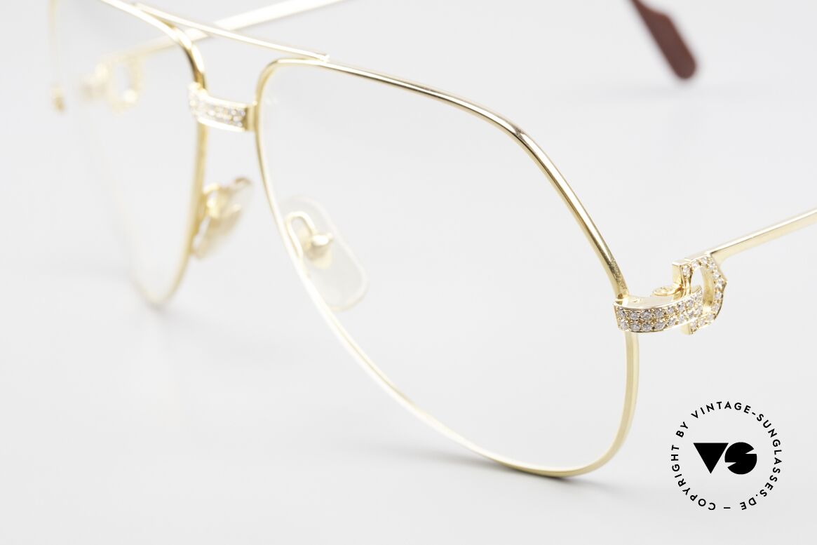 Cartier Grand Pavage Diamanten Brille 18kt Echtgold, Basis-Preis in 1980ern: 25.300 DM (Goldpreis abhängig), Passend für Herren