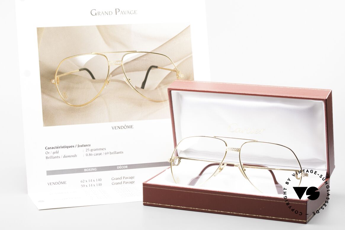 Cartier Grand Pavage Diamanten Brille 18kt Echtgold, Größe: large, Passend für Herren