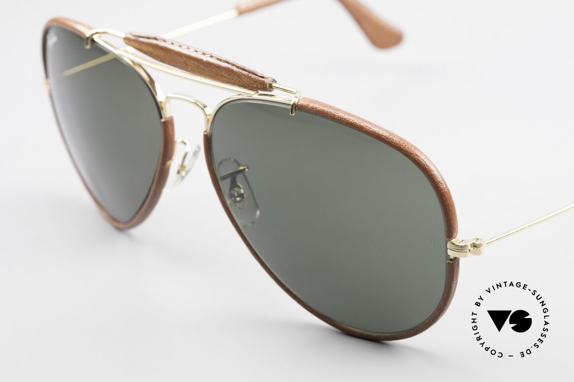 Ray Ban Outdoorsman II USA Leder Sonnenbrille 80er, ungetragenes Exemplar; inzwischen ein Sammlerstück, Passend für Herren