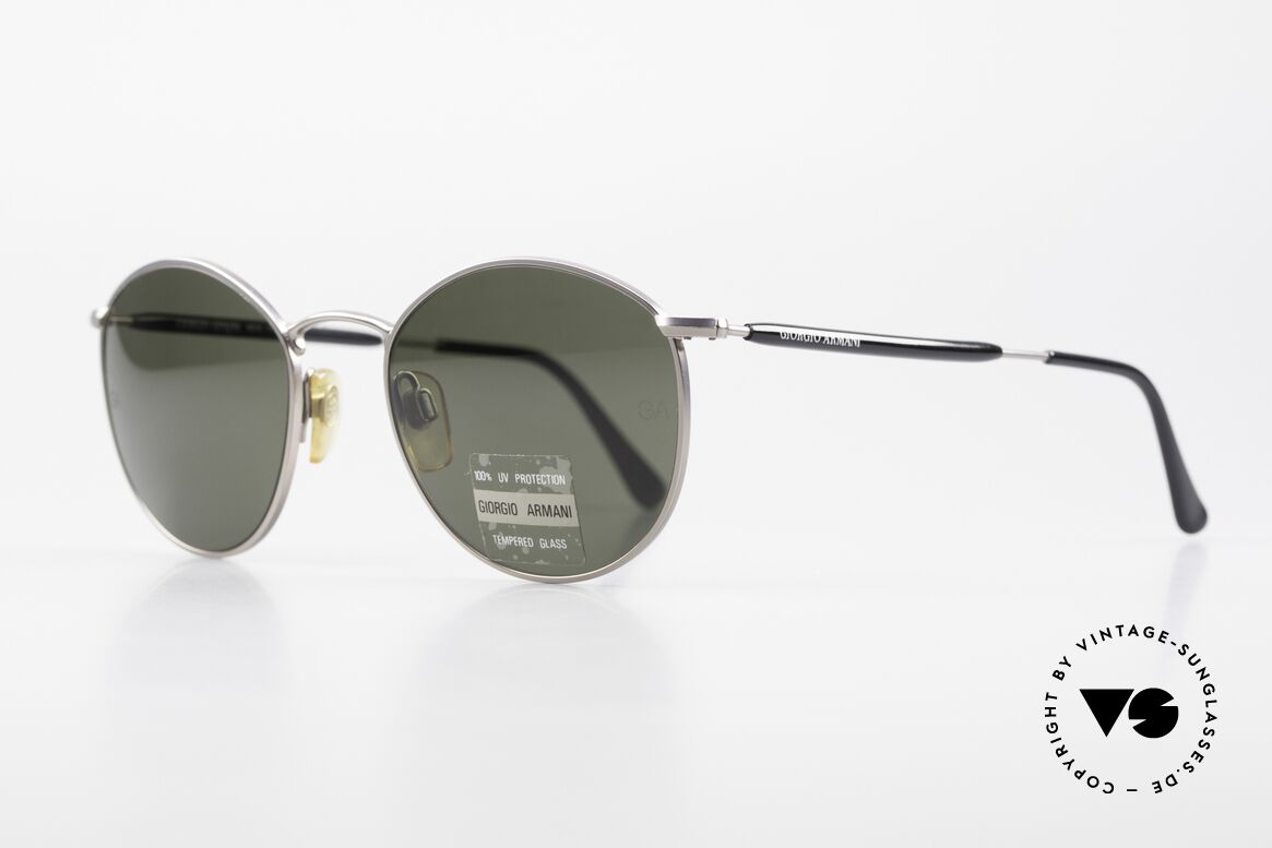 Giorgio Armani 627 Vintage Panto Sonnenbrille, TOP-Qualität und zeitlose Lackierung in gunmetal, Passend für Herren und Damen