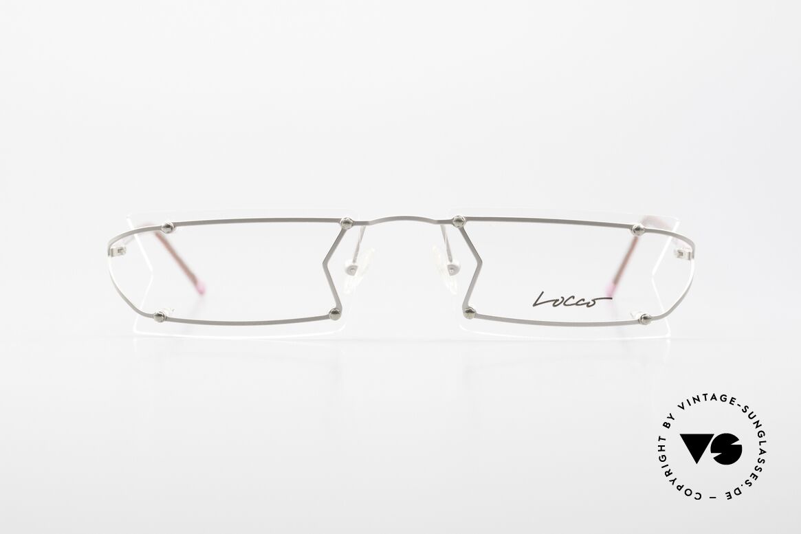 Locco Pinot Verrückte DesignerBrille 90er, Locco Pinot 53-18, "verrückte" randlose 90er Brille, Passend für Herren und Damen