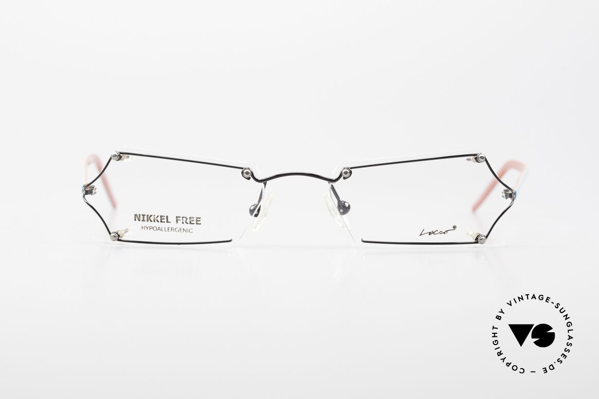Locco Lux Verrückte Brillenfassung 90er, Locco Cai / Lux, PC-3, "verrückte" randlose 90er Brille, Passend für Herren und Damen