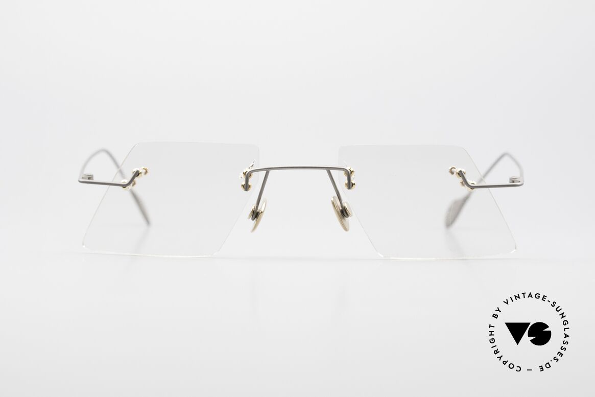 Paul Chiol 2001 Randlose Kunstbrille 1990er, ein Synonym für anspruchsvolle rahmenlose Brillen, Passend für Herren und Damen