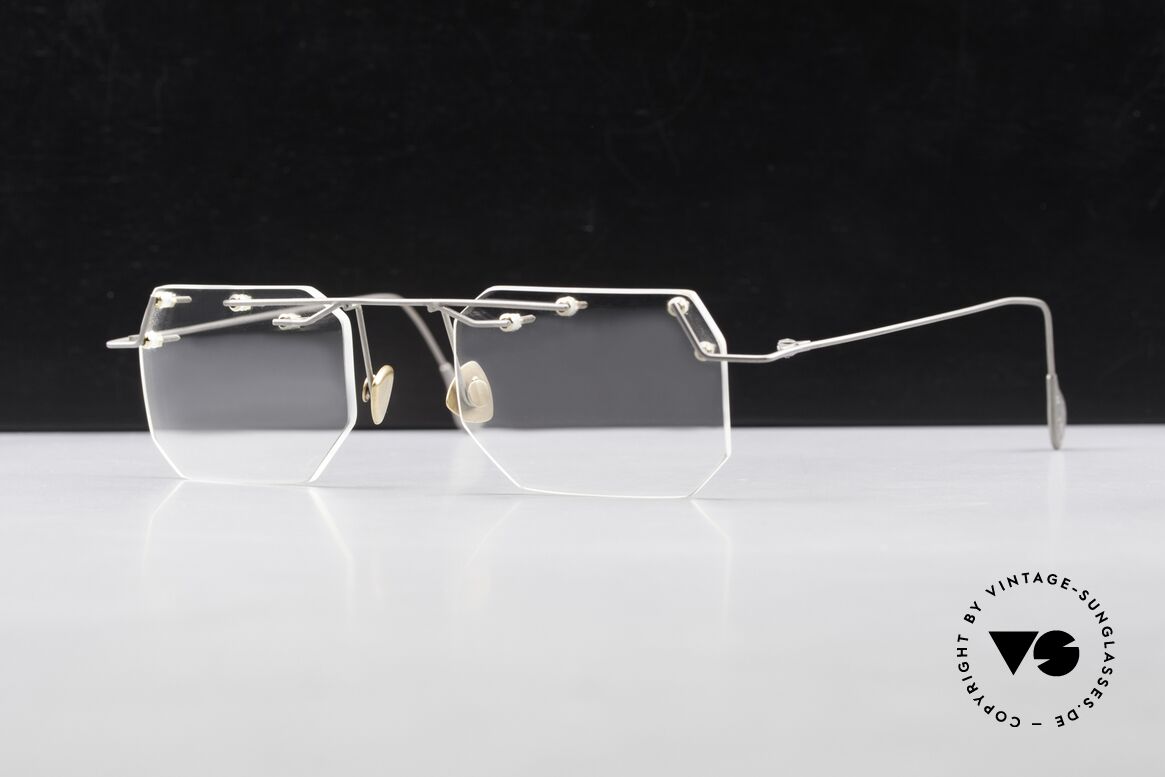 Paul Chiol 09 Kunstvolle Randlosbrille 90er, ungetragenes Meisterstück mit orig. DEMO-Gläsern, Passend für Herren und Damen