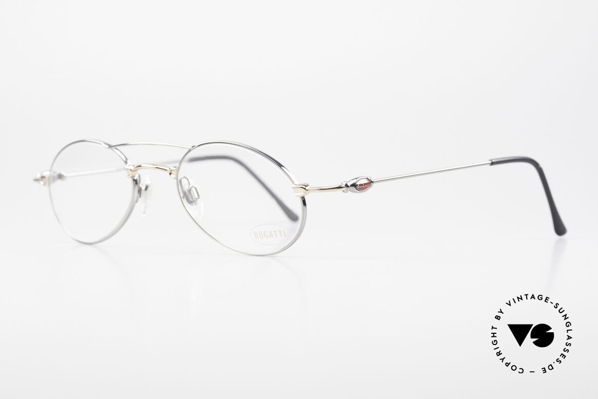 Bugatti 10892 Vintage Herrenbrille 1990er, enorm hochwertige Legierung: gunmetal chrome / gold, Passend für Herren