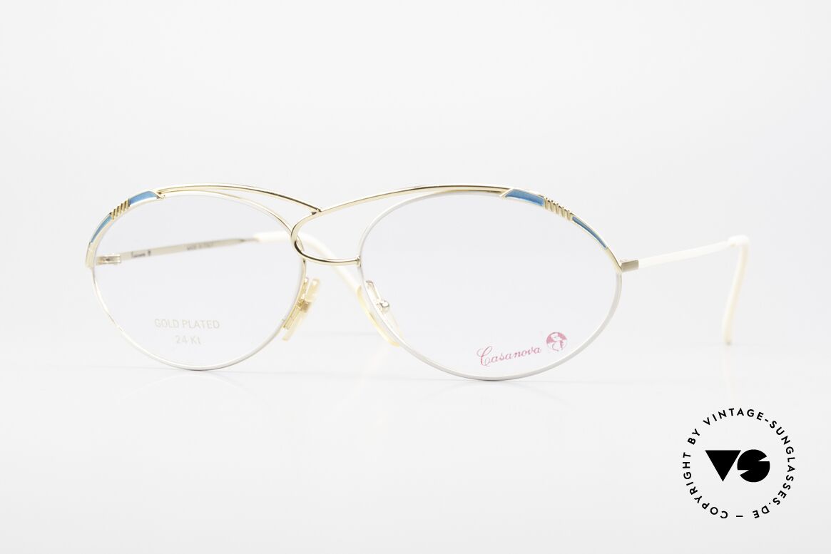 Casanova LC13 24kt Vergoldete Vintage Brille, zauberhafte CASANOVA Designerbrille von circa 1985, Passend für Damen