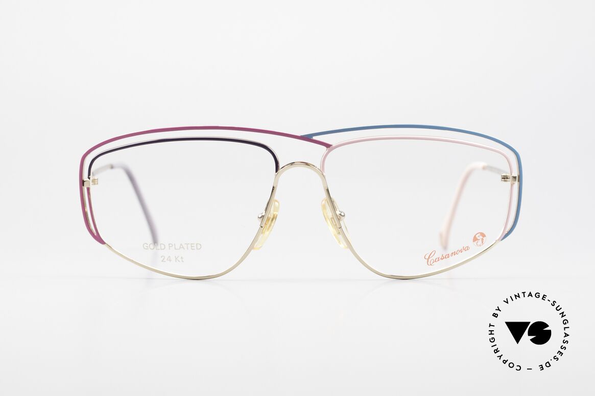 Casanova CN24 24kt Vergoldete Damen Brille, zauberhafte CASANOVA Designerbrille von circa 1985, Passend für Damen