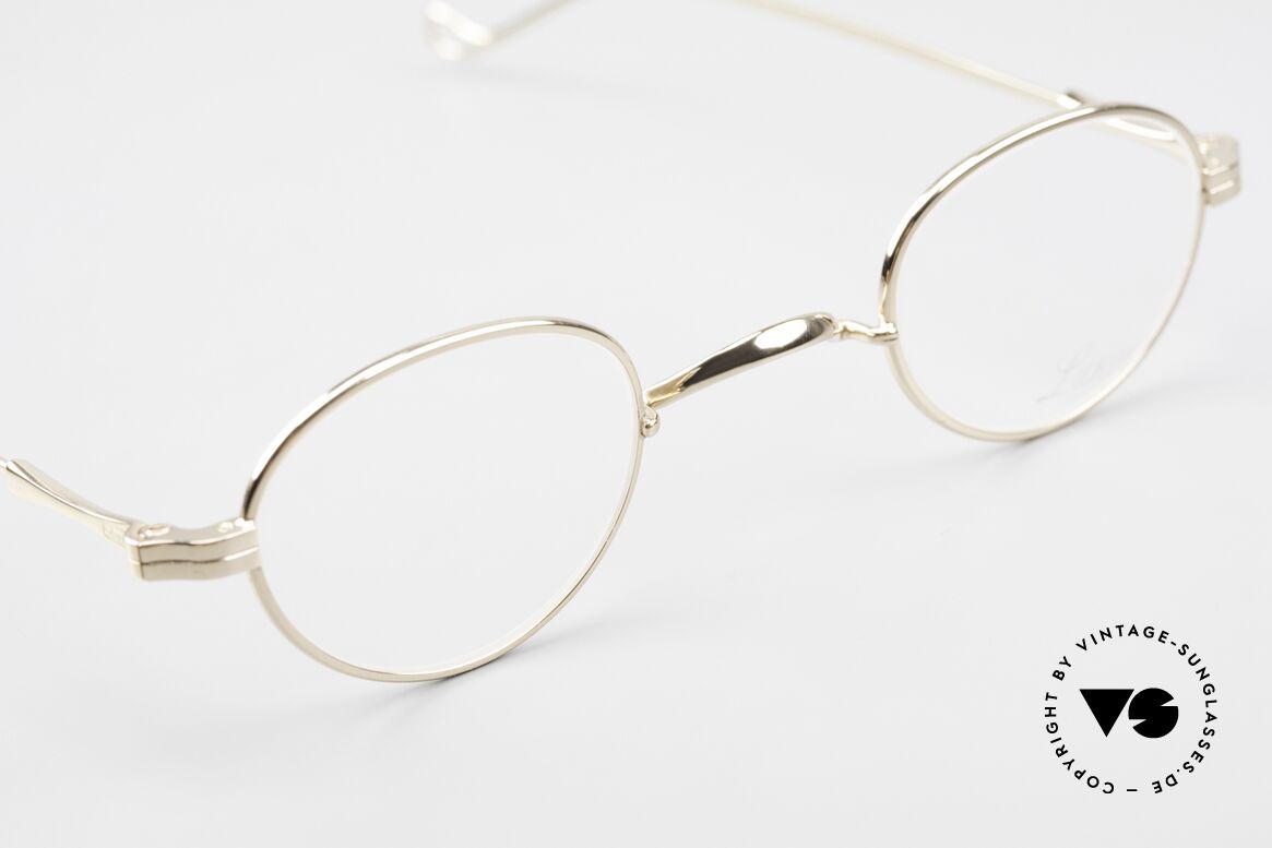 Lunor II 03 Kleine 90er Brille Vergoldet, altes, ungetragenes 90er LUNOR Original mit W-Steg, Passend für Herren und Damen