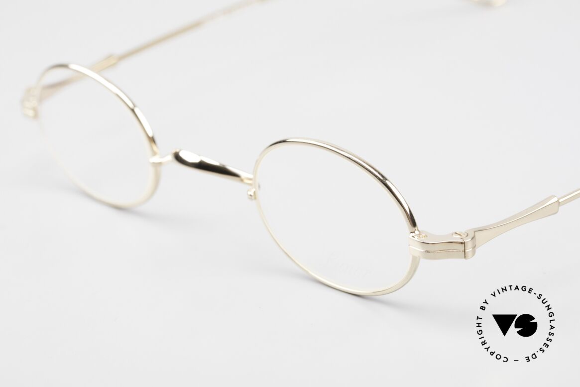 Lunor II 04 Ovale XS Brille Gold Plated, Brillen-Design in Anlehnung an frühere Jahrhunderte, Passend für Herren und Damen