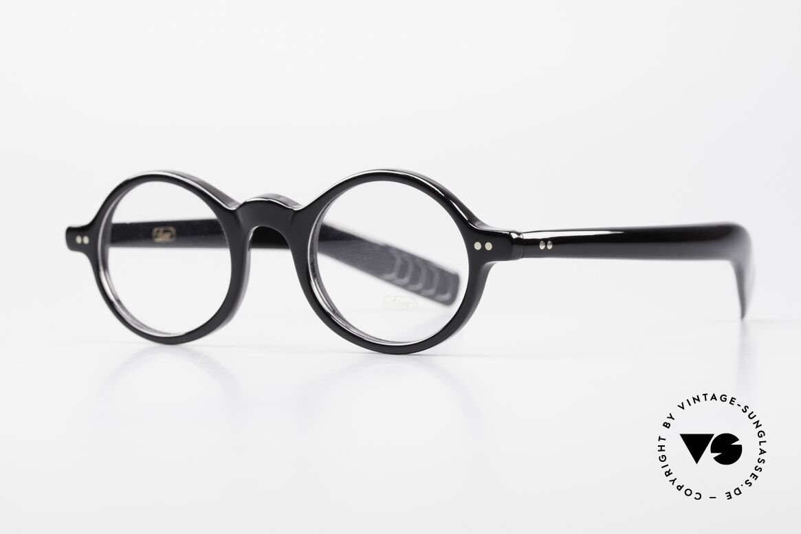 Lunor A52 Ovale Brille Schwarzes Acetat, ovale Fassung im klassischer Farbe: schwarz/silber, Passend für Herren und Damen
