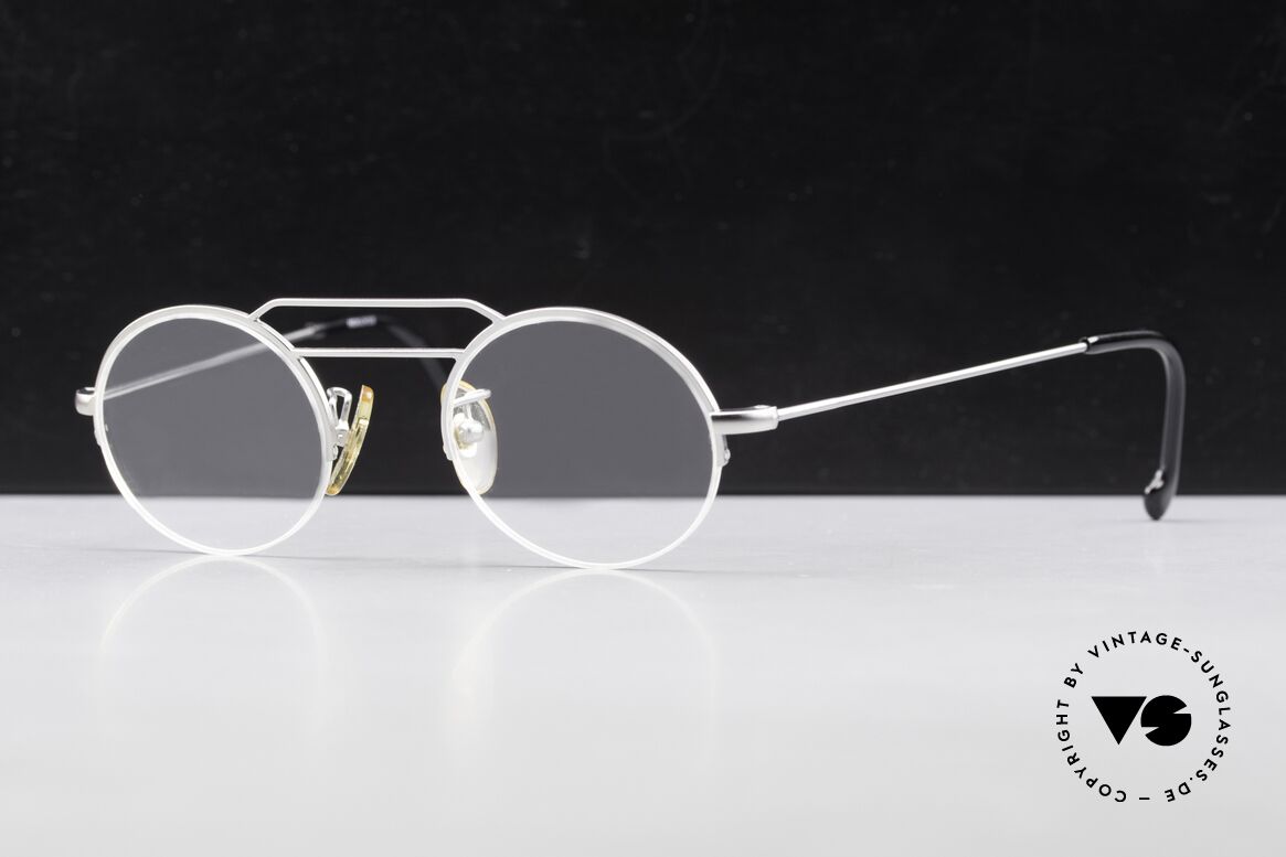 W Proksch's M5/8 90er Halb Randlos Mattsilber, echte, mattsilberne Proksch's vintage Brille von 1994, Passend für Herren und Damen