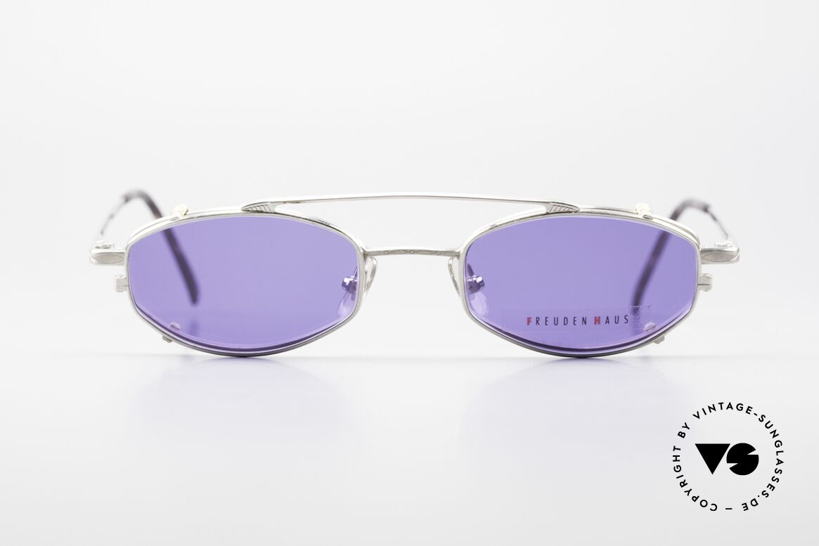 Freudenhaus Ita Titanbrille mit Sonnen Clip, vintage Brillenfassung von FREUDENHAUS, München, Passend für Herren und Damen