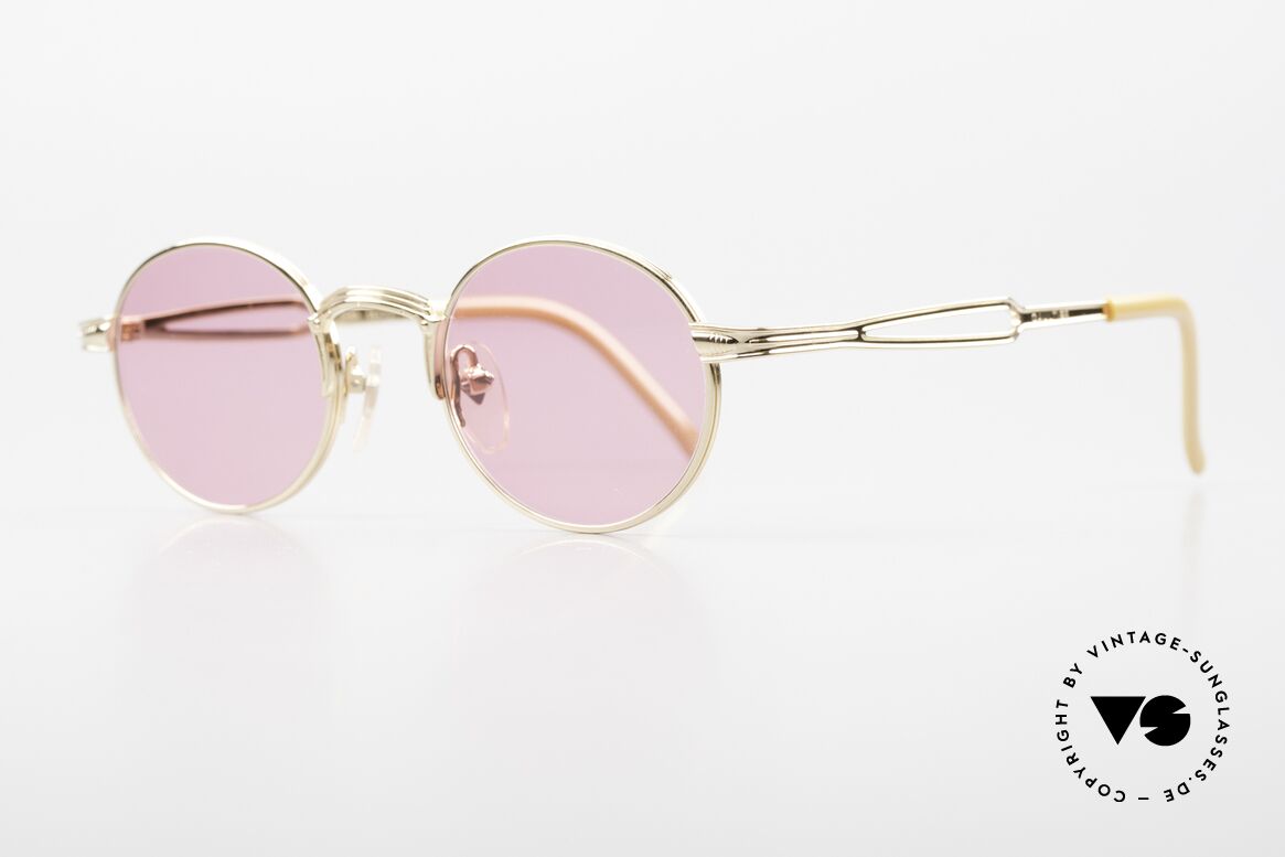 Jean Paul Gaultier 55-7107 Runde Pinke Vergoldete Brille, originelle Gläser, um alles rosarot sehen zu können ;), Passend für Herren und Damen