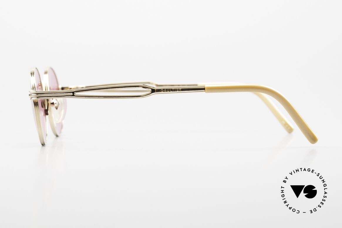 Jean Paul Gaultier 55-7107 Runde Pinke Vergoldete Brille, unbenutzt (wie alle unsere vintage GAULTIER Brillen), Passend für Herren und Damen