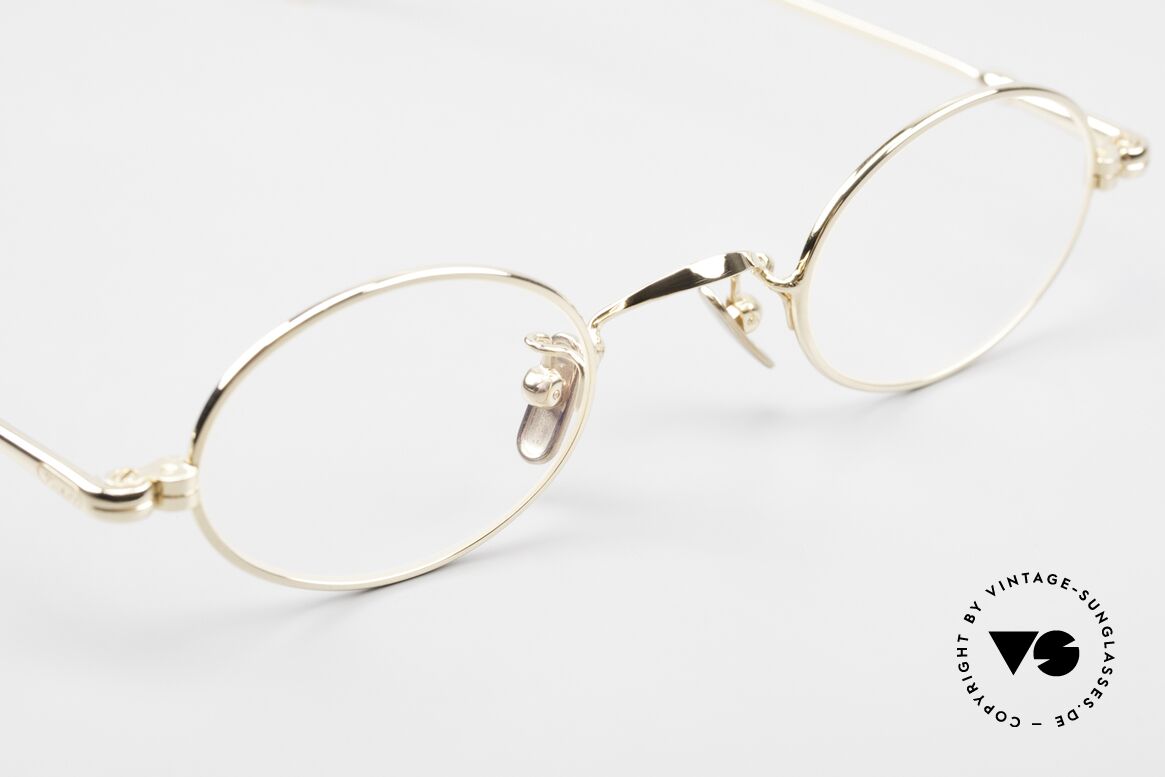 Lunor V 101 Kleine Ovale Brille Vergoldet, natürlich ungetragen und mit den Titan-Nasenpads, Passend für Herren und Damen