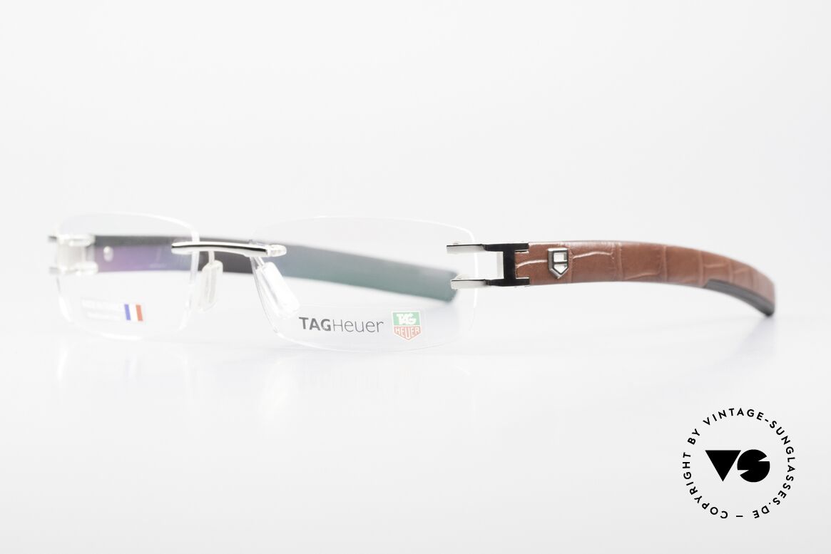 Tag Heuer L-Type 0113 Alligator-Leder Brille Randlos, sportlicher und luxuriöser Lifestyle für Männer, Passend für Herren