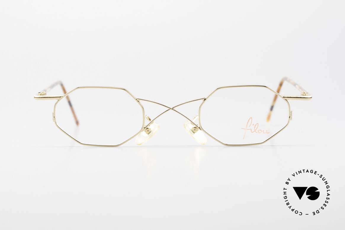 Filou 2501 Achteckige Brille mit X Brücke, der Name sagt alles: Filou = Schelm / Schlingel, Passend für Herren und Damen