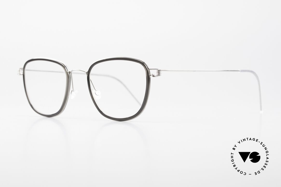 Lindberg Simon Air Titan Rim Titan Brille mit Azetat Inlay, markant veredelte Air Titanium Version mit Azetat-Rand, Passend für Herren