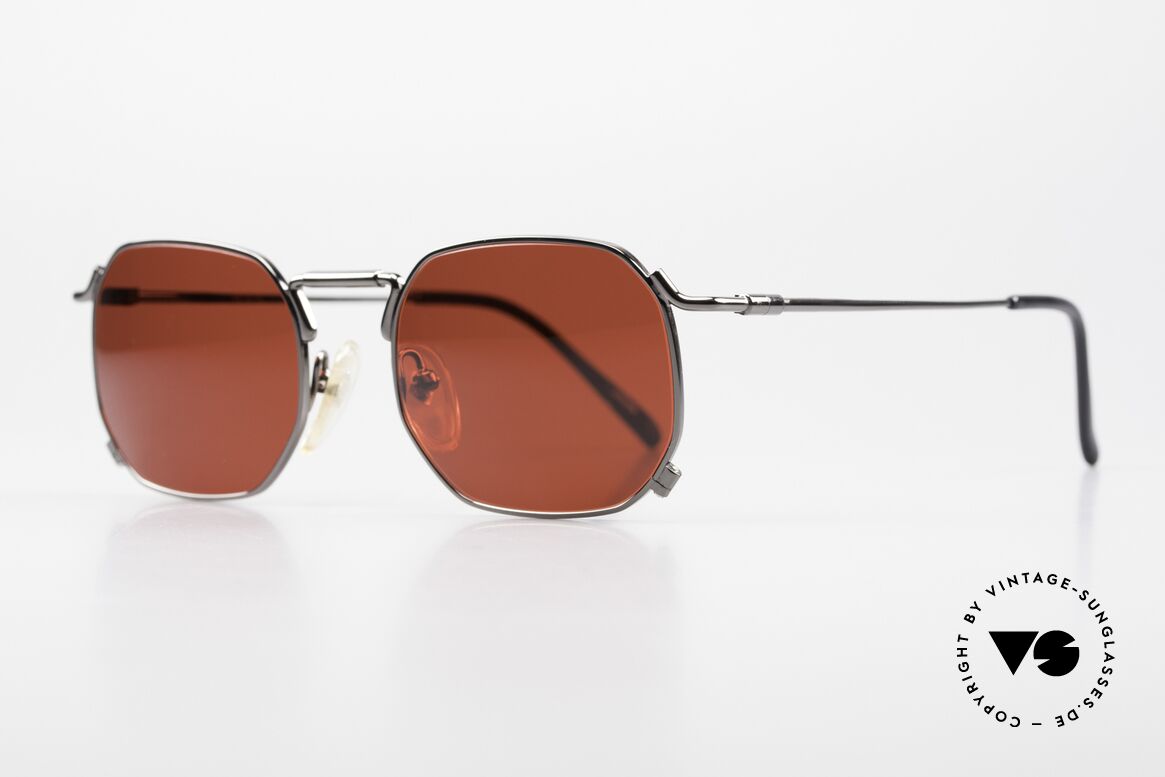 Jean Paul Gaultier 55-8175 Spektakuläre Vintage Brille, Fassung in gunmetal mit Gläsern in einem 3D-Rot, Passend für Herren und Damen