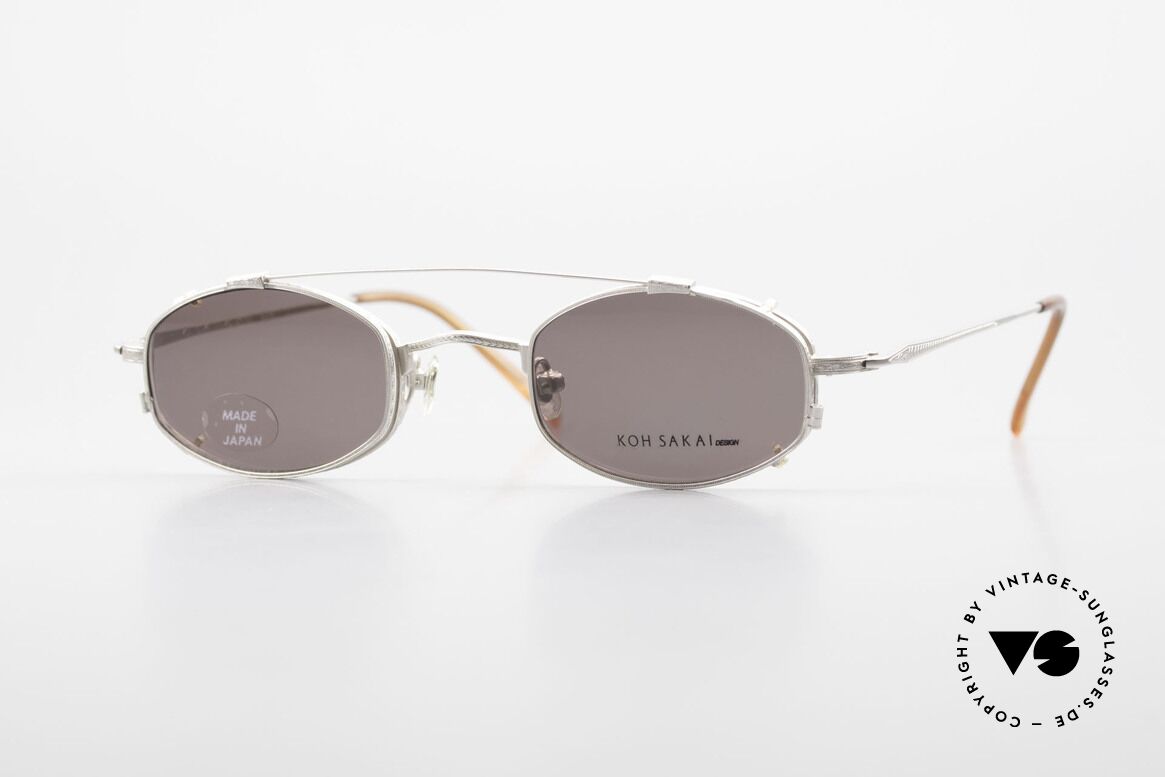 Koh Sakai KS9336 90er Oliver Peoples Eyevan Stil, alte vintage Koh Sakai Brille mit Sonnen-Clip von 1997, Passend für Herren