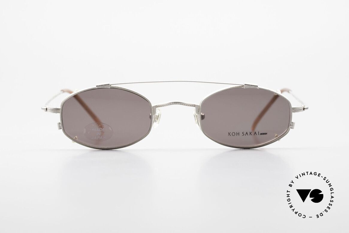 Koh Sakai KS9336 90er Oliver Peoples Eyevan Stil, alte vintage Koh Sakai Brille mit Sonnen-Clip von 1997, Passend für Herren