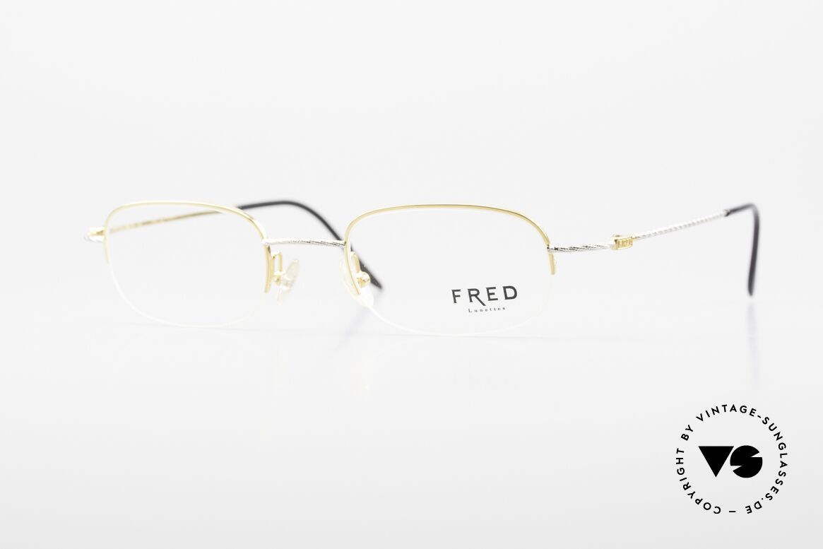 Fred F10 L03 Halb Rahmenlose Luxusbrille, eckige vintage Fred Luxusbrille F10 L03, Größe 47/21, Passend für Herren und Damen
