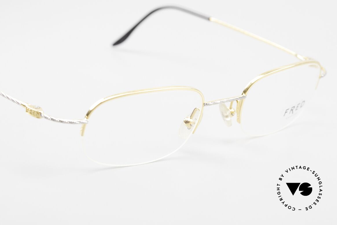 Fred F10 L03 Halb Rahmenlose Luxusbrille, KEIN RETRO; ein kostbares altes Fred vintage Original, Passend für Herren und Damen