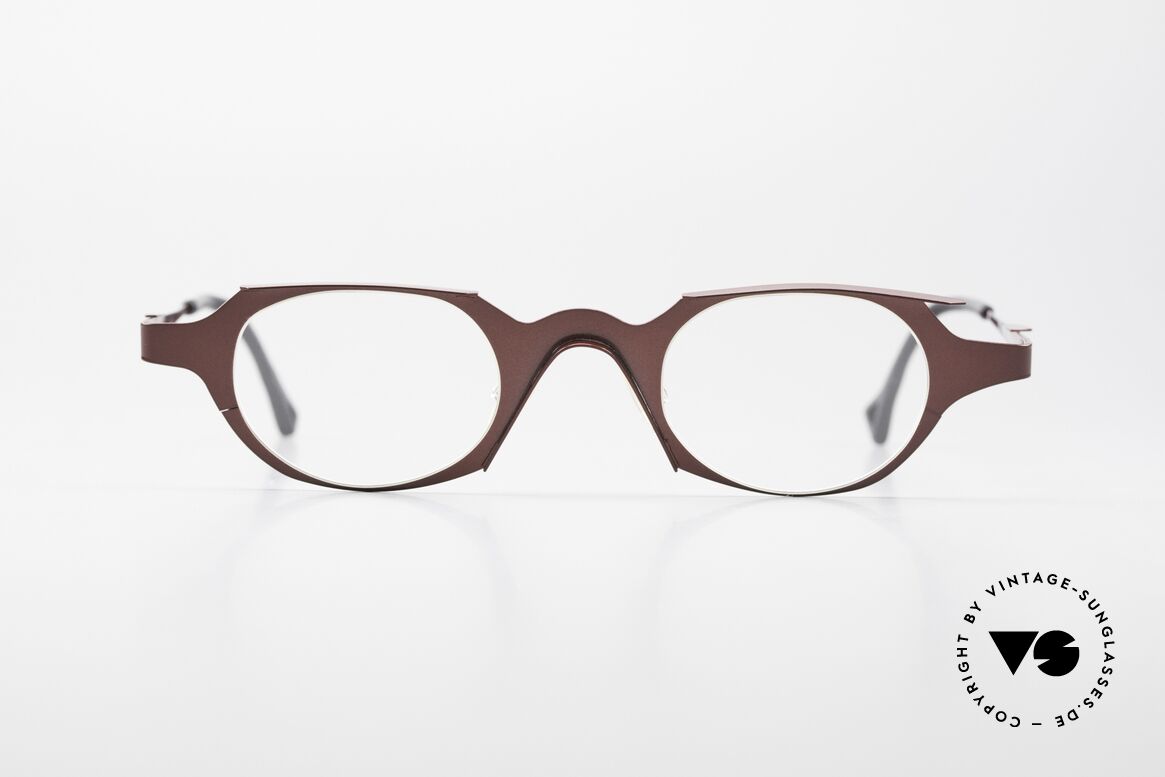 Theo Belgium Eye-Witness OB Damenbrille Avantgarde Style, interessante Designerbrille in 'weinrot' bzw. 'rotbraun', Passend für Damen