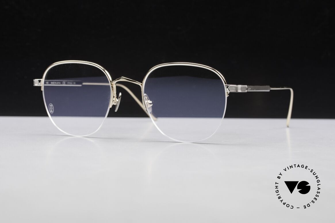 Cartier Titanium CT0164O Luxus Pantobrille Halb Randlos, TOP-Qualität; sehr leichte Fassung aus Titanium, Passend für Herren und Damen
