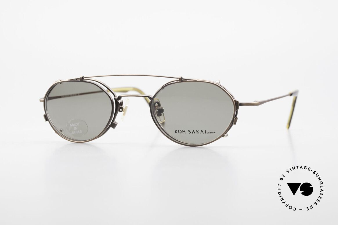 Koh Sakai KS9719 Vintage Brille Damen & Herren, vintage Brille Koh Sakai 9719, 46-21 mit Sonnen-Clip, Passend für Herren und Damen