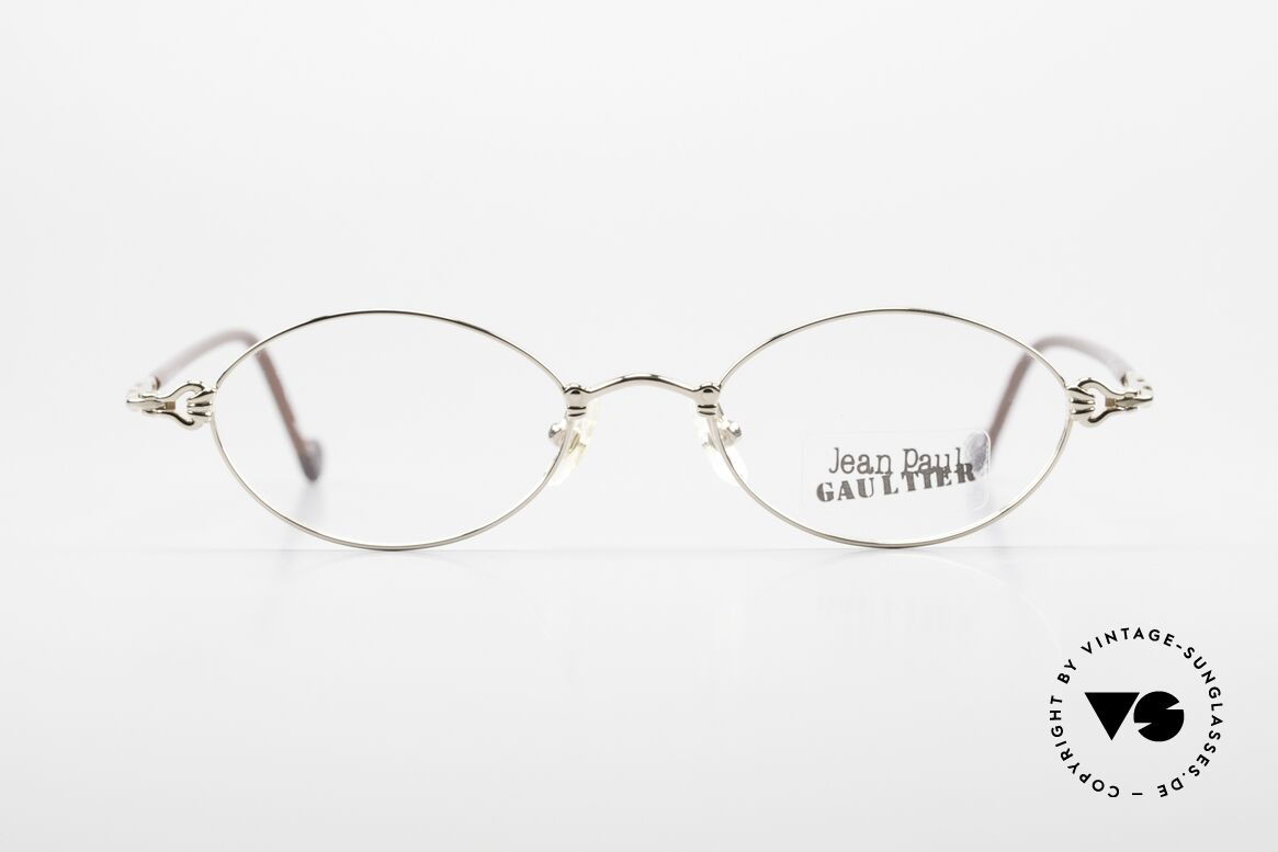 Jean Paul Gaultier 55-0013 Ovale Vintage Brille Vergoldet, vintage Jean Paul GAULTIER Designerbrille von 1996/97, Passend für Herren und Damen