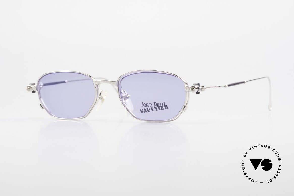Jean Paul Gaultier 55-8107 Rare 90er Vintage Brille Clip On, rare vintage Designersonnenbrille von J.P. GAULTIER, Passend für Herren