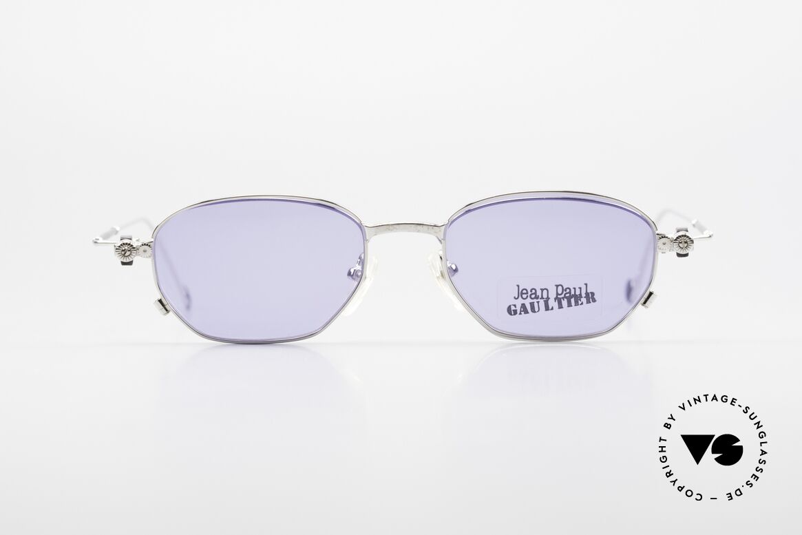 Jean Paul Gaultier 55-8107 Rare 90er Vintage Brille Clip On, praktischer, abnehmbarer Clip-On; 100% UV Protection, Passend für Herren