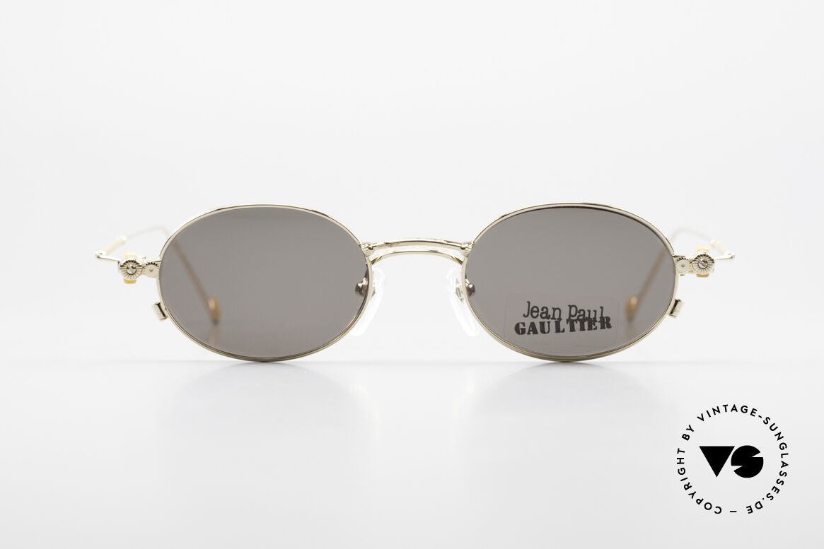 Jean Paul Gaultier 55-8106 Ovale Vintage Brille Vergoldet, ovale vintage Designersonnenbrille von J.P. GAULTIER, Passend für Herren und Damen