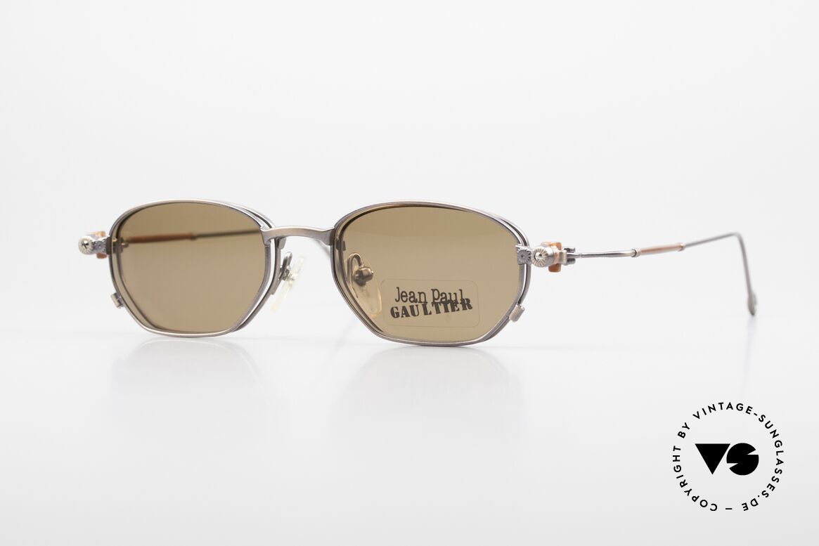 Jean Paul Gaultier 55-8107 90er Vintage Brille Sonnenclip, rare vintage Designersonnenbrille von J.P. GAULTIER, Passend für Herren und Damen