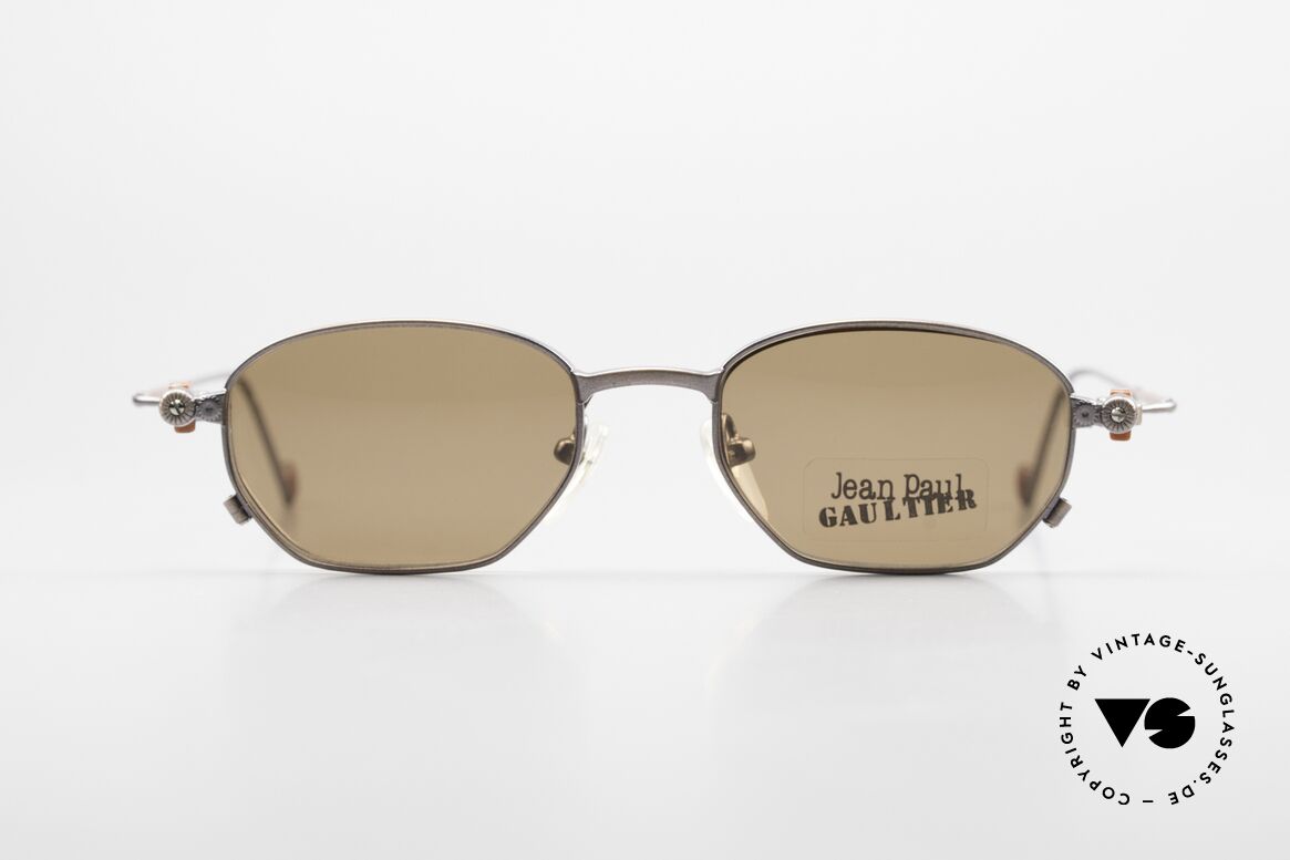 Jean Paul Gaultier 55-8107 90er Vintage Brille Sonnenclip, praktischer, abnehmbarer Clip-On; 100% UV Protection, Passend für Herren und Damen