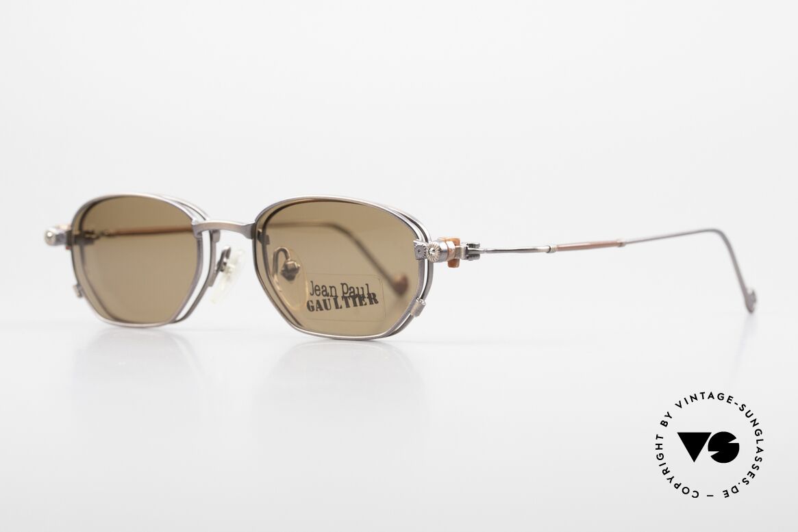 Jean Paul Gaultier 55-8107 90er Vintage Brille Sonnenclip, Top-Verarbeitung aus den frühen 90ern (made in Japan), Passend für Herren und Damen