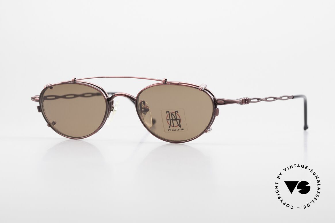 Jean Paul Gaultier 57-0006 Rare Vintage Brille 90er Clip On, rare 1990er Designer-Sonnenbrille von J.P. GAULTIER, Passend für Herren und Damen