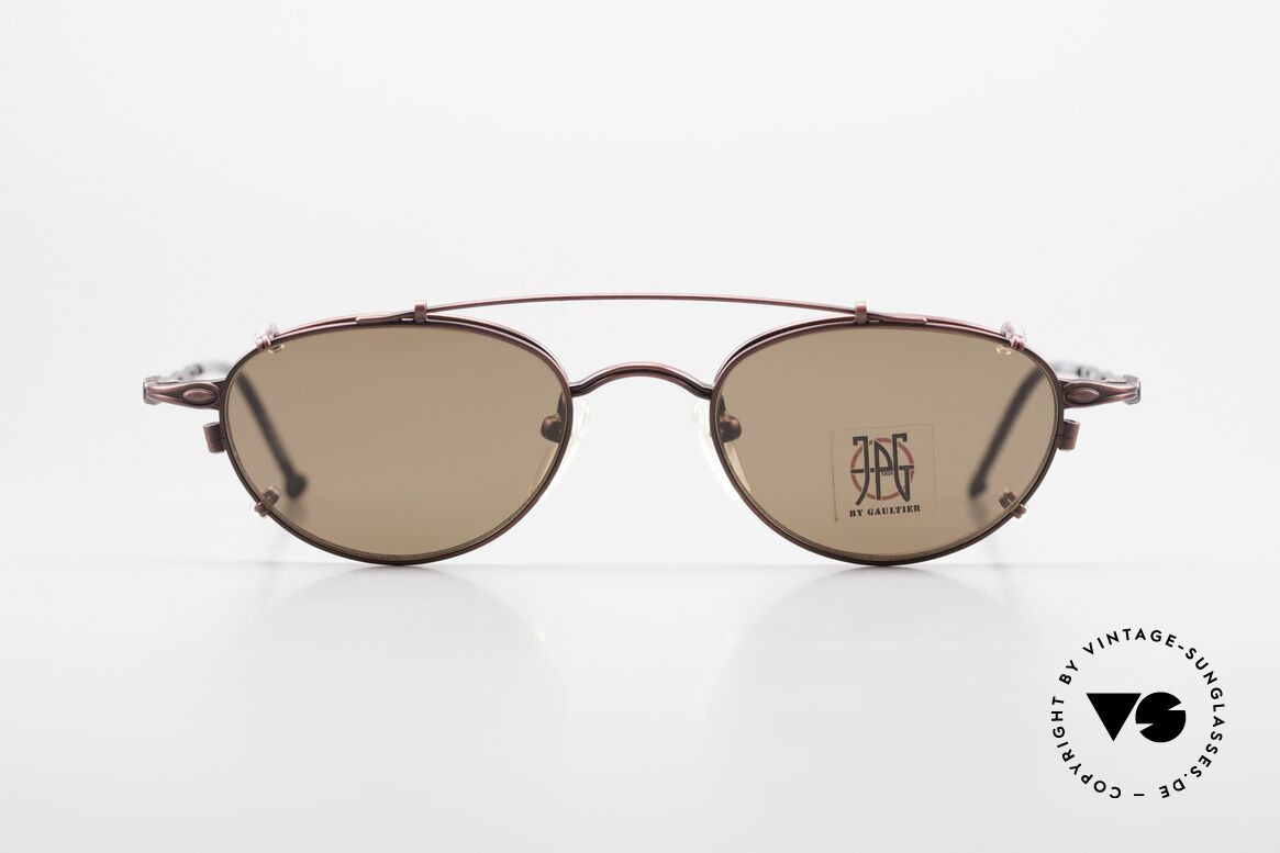 Jean Paul Gaultier 57-0006 Rare Vintage Brille 90er Clip On, praktischer, abnehmbarer Clip-On; 100% UV Protection, Passend für Herren und Damen