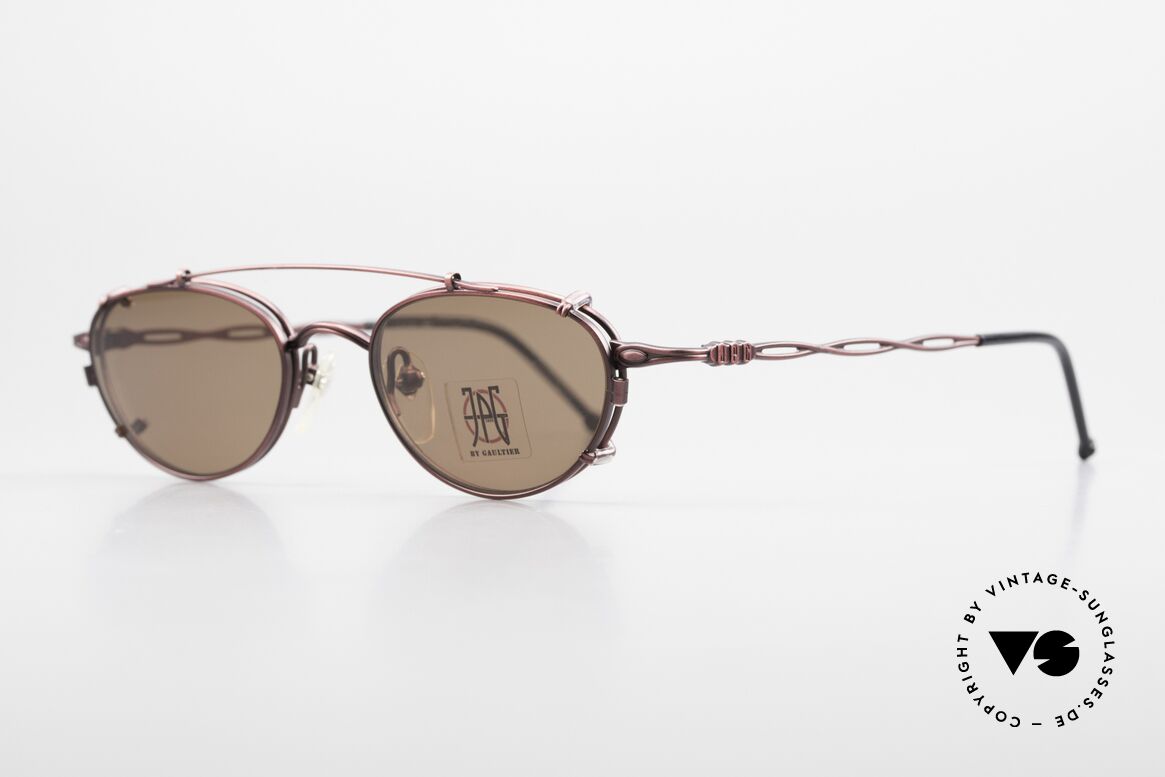 Jean Paul Gaultier 57-0006 Rare Vintage Brille 90er Clip On, fühlbare Spitzenqualität aus den 90ern (made in Japan), Passend für Herren und Damen