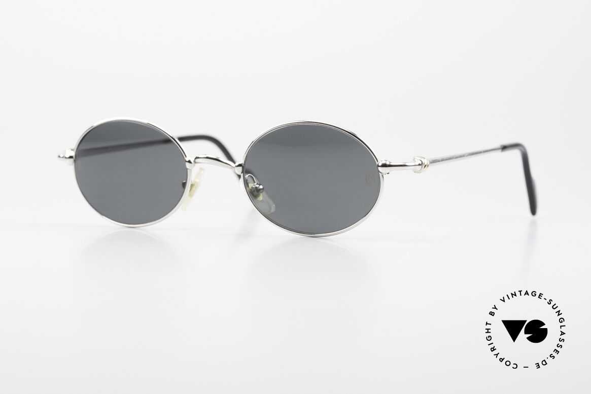 Cartier Filao Ovale Platin Sonnenbrille 90er, ovale CARTIER Sonnenbrille in S Größe 47/19, 130, Passend für Herren und Damen